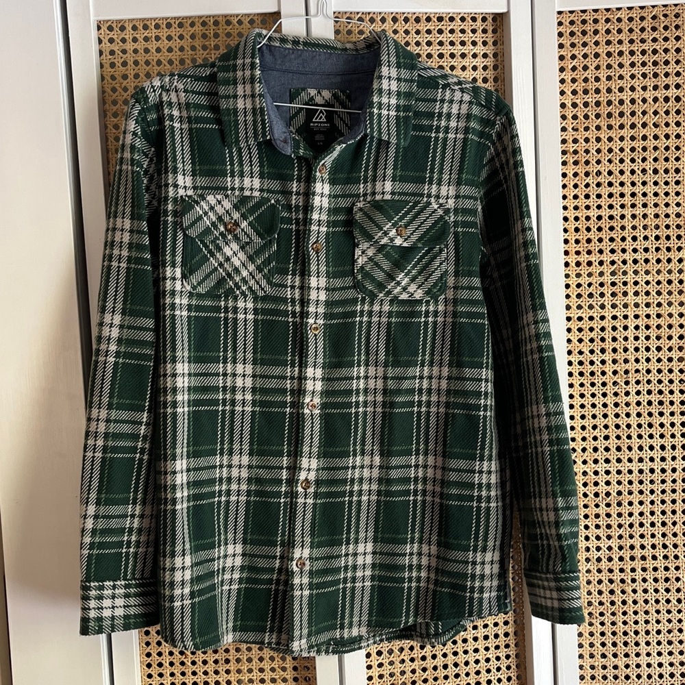 Green Plaid Shirt Jacket